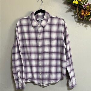 Madewell Lavender and White Plaid Blouse
